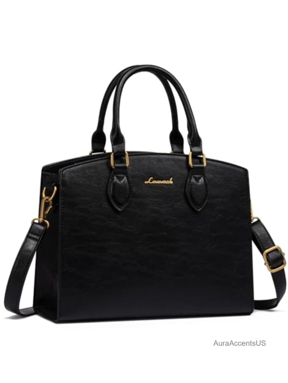 Vintage PU Leather Satchel Tote Bag Convertible Shoulder Crossbody